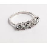 18ct white gold five stone diamond ring, diamond content approx 1.1 carats.