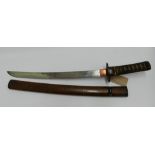 Japanese short sword or Wakizashi. Blade 14.
