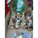 Qty of animal figures, pictures, picture, key rings etc.