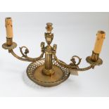 Late 19th / early 20th century gilt bronze 2 branch candleabra style electric light fitting.