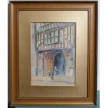 1920s watercolour depicting Stratford, signed N Thompson 1928. Image size 33 x 23.