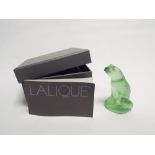 Lalique green glass frog with original box,