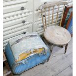 Lloyd Loom linen basket (as found) and a stick back chair