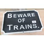 Heavy cast iron Beware of Train sign