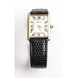 Cartier Tank 18ct gold wristwatch with manual wind movement watch comes with original strap,