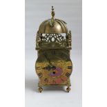 Heavy brass lantern clock approx 15" high