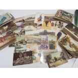 A large collection of mostly British postcards to include boats, trains, comic examples,