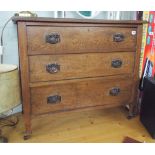 Edwardian oak arts and crafts style chest of 3 drawers