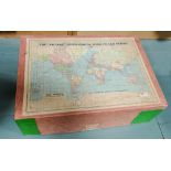 Vintage wooden jigsaw of the World and a tin jack in the box