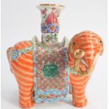 19th century Famille Rose elephant candle stick.