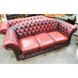 3 Seater Chesterfield red settee in red leather