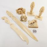 Three 19th Century ivory oriental figures,