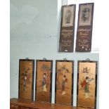 Four Oriental wall plaques and 2 advertising plaques