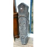 Large tribal carved wall mask standing 3' tall approximately