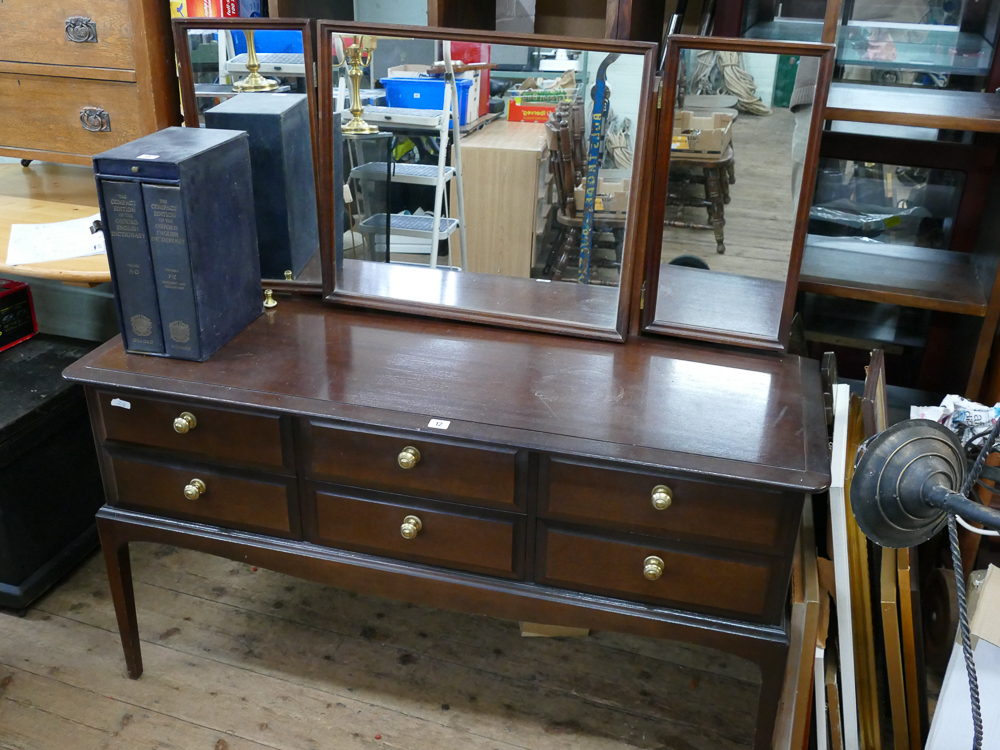 Stag 6 drawer dressing table with triple mirrors