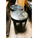 Companion pair of circular top lamp tables