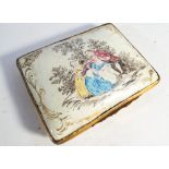 Antique enamelled card case with four enamel panels depicting pastoral scenes