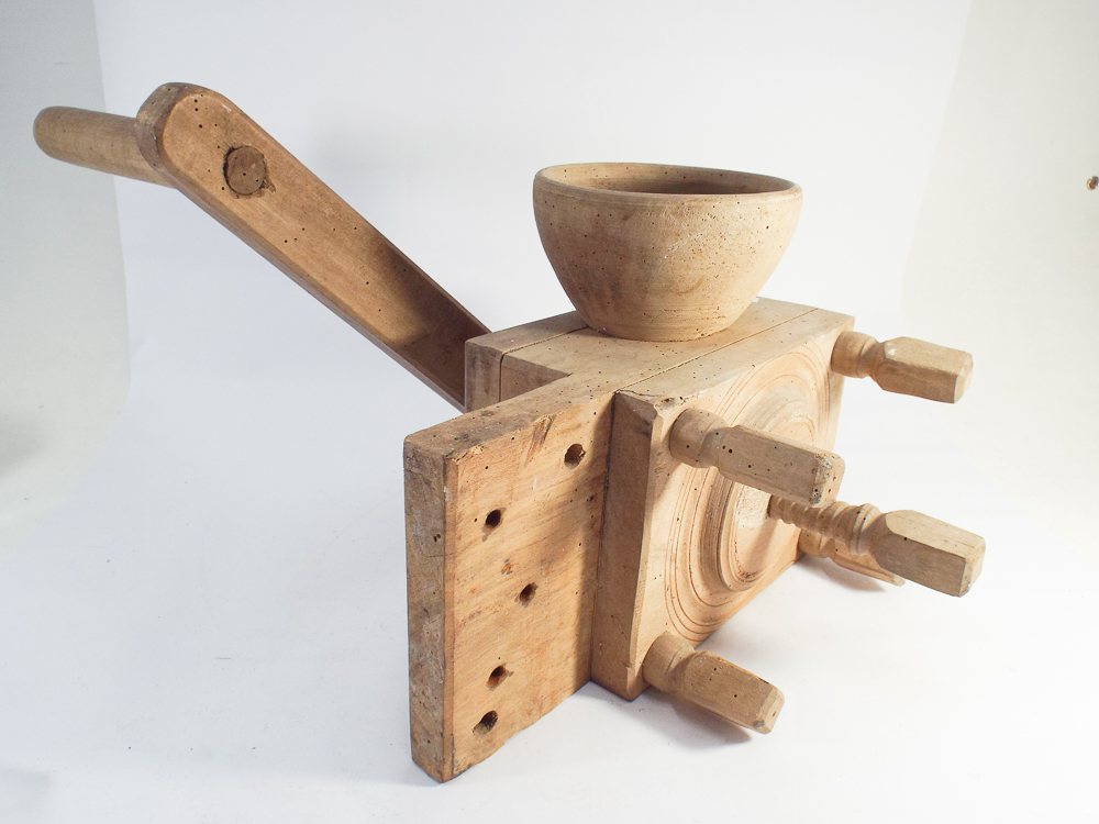 Wooden vintage French corn mill