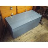 Grey painted pine box with hinged lid