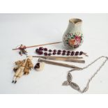 Mixed collectables to include Sparrow beak Famille Rose jug, faceted beads,