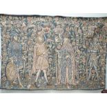 Large tapestry panel depicting medieval Germanic scene