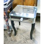 Venetian style glass bedside table on black cabriole legs Condition - glass bit as