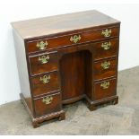 Georgian style mahogany kneehole desk fitted drawers and cupboards - 28" wide