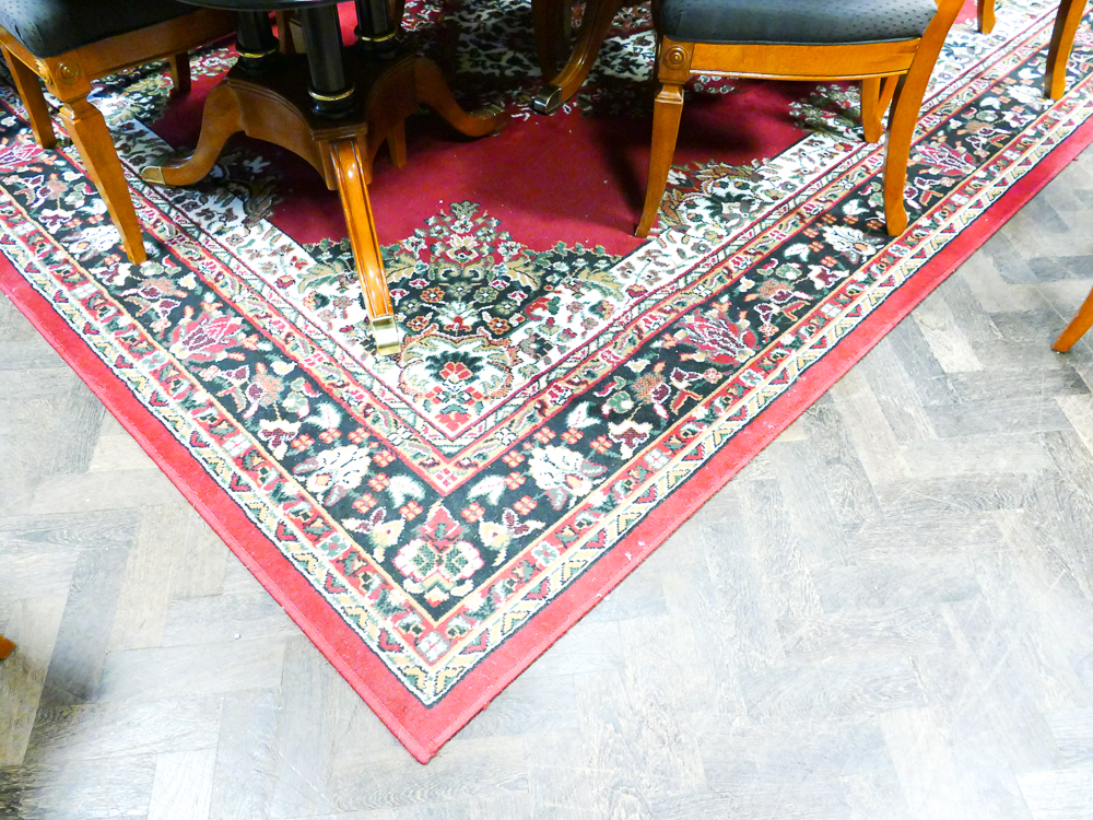 Large Indian red figured rug approx 12' x 9'