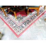Large Indian red figured rug approx 12' x 9'