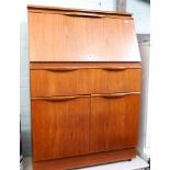 Teak bureau with one drawer and cupboards under