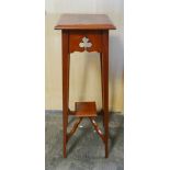 Edwardian arts and crafts style mahogany 2 tier plant pedestal with square top