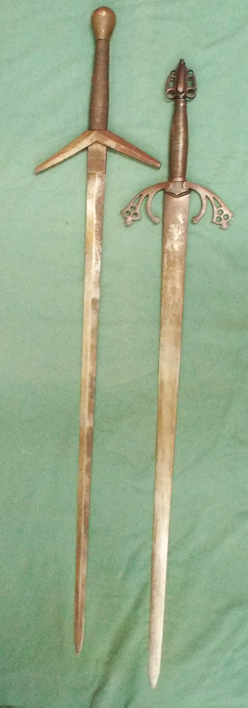 2 reproduction Viking or medieval swords each about 45" long - Image 2 of 2