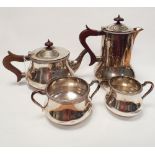 Four piece hallmarked silver tea service Sheffield hallmarks makers mark HW 1930 (cream jug has