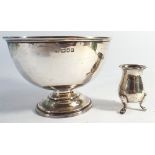 Hallmarked silver sugar basin and a cruet (without lid) gross weight 4.