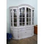 Shabby chic large bow fronted glass display cabinet with cupboards and drawers under in Farrow &