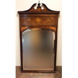 Large Edwardian inlaid rosewood framed bevelled wall mirror,