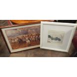 2 prints - The Charge of the Light Brigade and another Japanese floral print