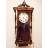 A late Victorian marquetry inlaid striking wall clock