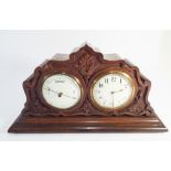 1920s clock and barometer in carved oak case