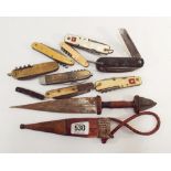 A collection of 19th century pen knives,