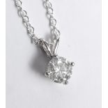 14ct white gold diamond pendant set with a solitaire diamond of approx 1ct