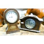 Two Edwardian mantle clocks in mahogany cases