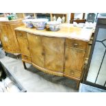 1930s figured walnut sideboard with bow central drinks cabinet drawers