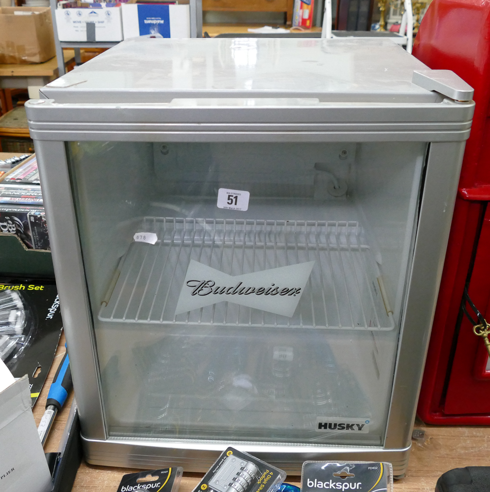 Silver cased table top bottle cooler fridge