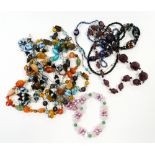 Collection of vintage glass and other bead necklaces