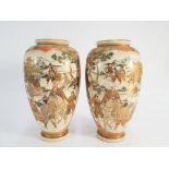 Pair of Japanese satsuma vases decorated with Samurai warriors,