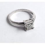 A modern 18ct white gold princess cut diamond single stone ring the princess cut stone weighing