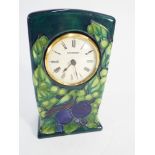 Modern Moorcroft finches mantel clock with Quartz movement impressed 'Moorcroft,