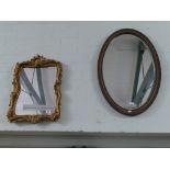 Rectangular gilt framed mirror and an oval mirror