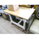 Deal top table kitchen trolley on painted base and casters